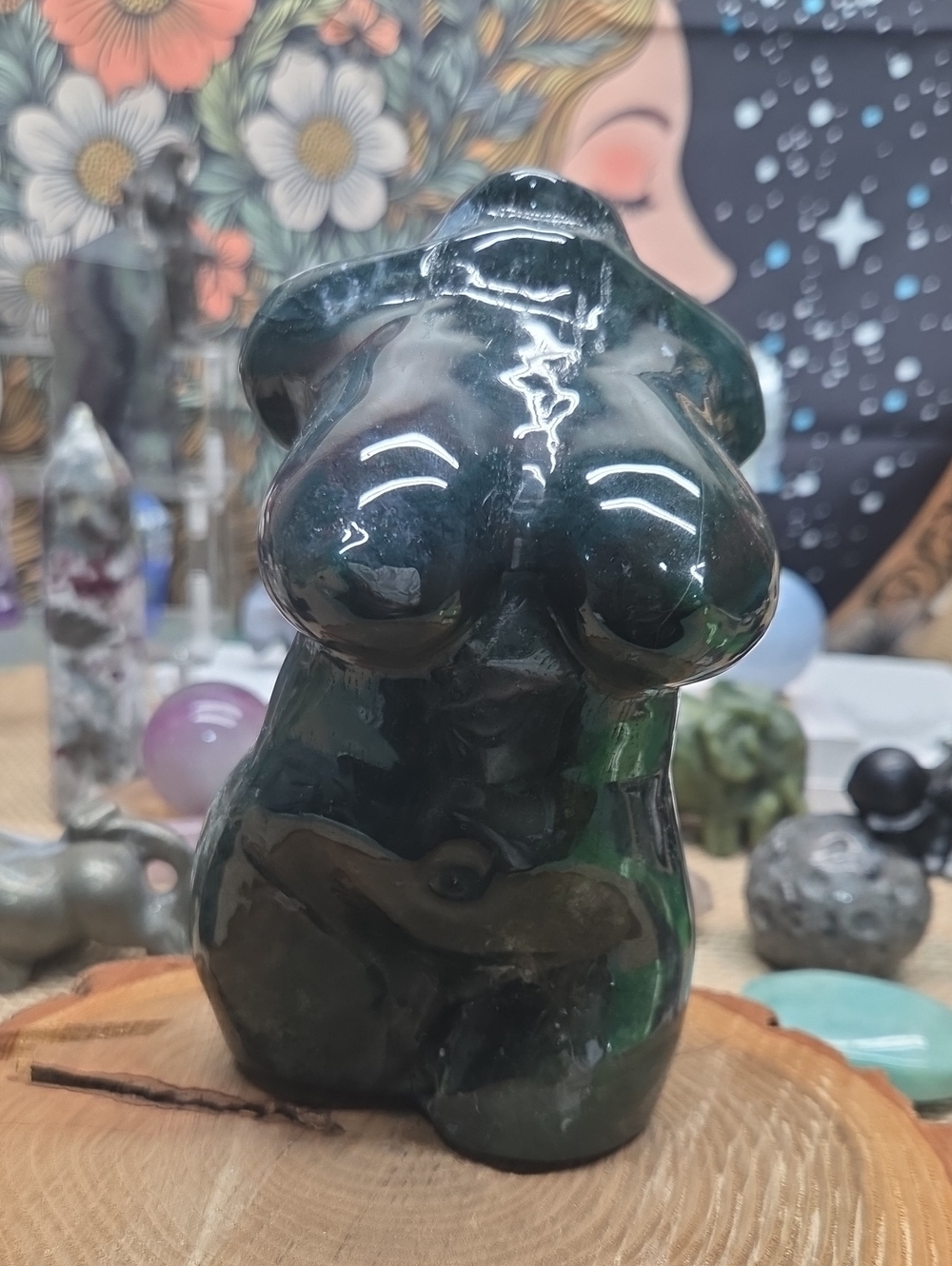 2.5lb Moss Agate Lady/Goddess Body